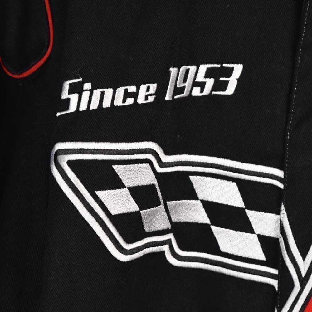 Vintage JH Design Corvette Black Embroidered Jacket Size 3XL Race Car Full Snaps - Picture 3 of 16